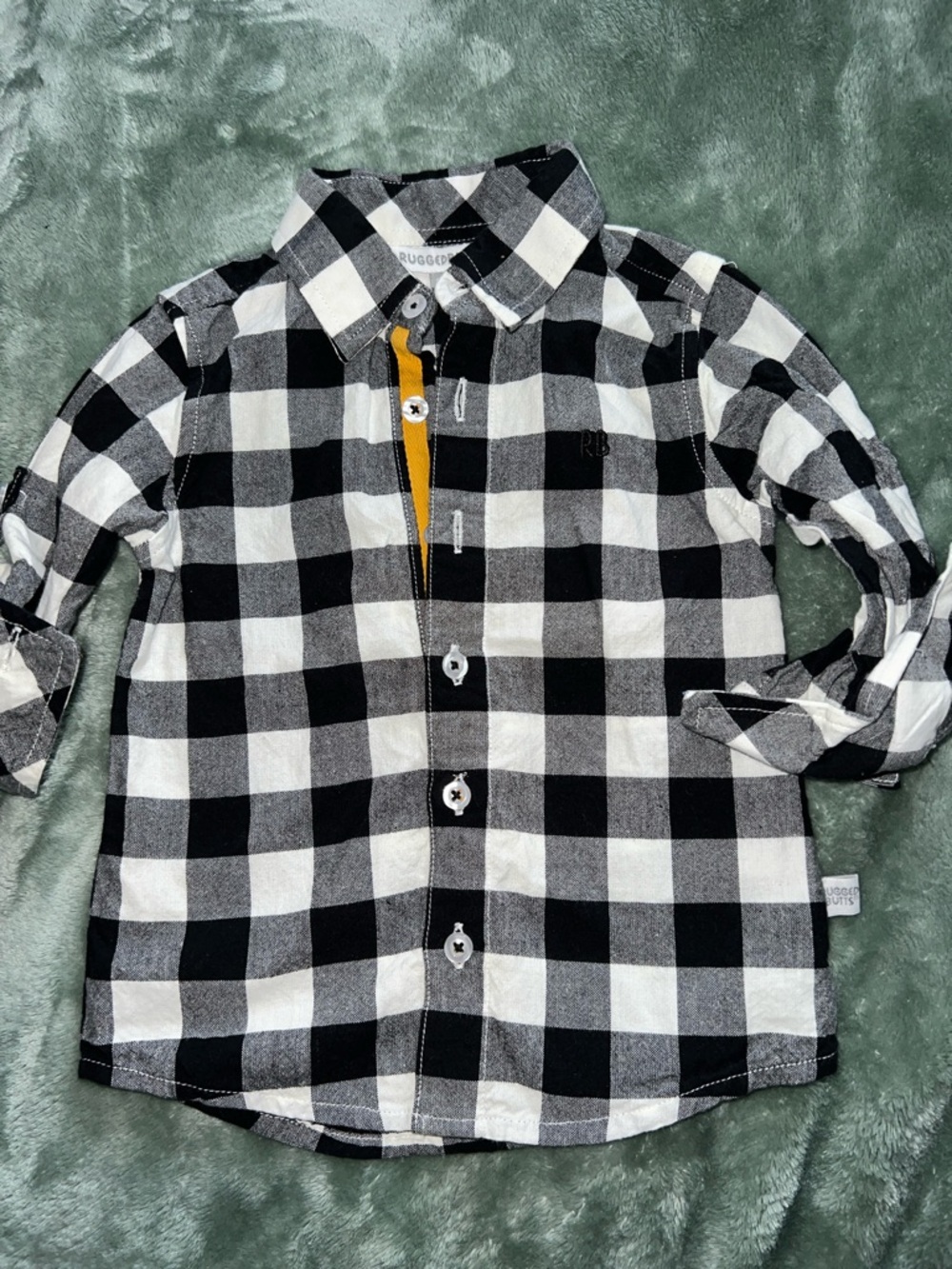Black & White Buffalo Check Button-Up Shirt - 100% Cotton